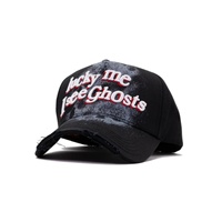 Sombrero G5 Fino, Gorra de Béisbol Deportiva de 5 Paneles en Gamuza con Bordado 'Lucky Me I See Ghosts' y Diseño Desgastado