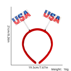 DAMAI 4th of July Headband Independence Day Hair Accessory Patriotic Party Hair Supplies American Flag Heart Blue <b>Red</b> Hair Hoop - Product Image 3