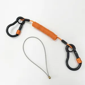 Cuerda de resorte de PU de alta elasticidad, cuerda de doble Color naranja y negro de 5Kg, cordón con mosquetones giratorios de 6*60 304, C-PIN