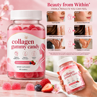 Gomitas de Colágeno al por Mayor para Mujeres, Gomitas de Colágeno Sin Azúcar con Biotina para el Cabello, la Piel, las Uñas y las Articulaciones, Sabor a Bayas, 60 Unidades