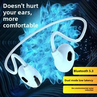 Headset Bone Clip Pro Harga Terjangkau, Headphone Kontrol Sentuh Model Anting, Earphone Nirkabel dengan Neckband dan Earhook untuk Olahraga