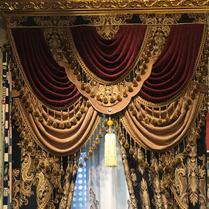 HD Luxury Hoàng Gia Baroque Châu Âu Rèm Phòng Ngủ Dày 2 Lớp Chenille Blackout Jacquard Vải Cho Rèm - Product Image 3