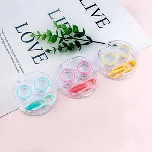 Caixa de lentes de contato coloridas fofa Kit de olhos recipiente porta-lentes de contato flip