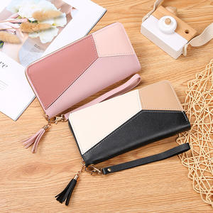 กระเป๋าสตางค์ใบสั้นสามสีแบบต่อกันสำหรับสาวทันสมัยและเรียบง่ายมีซิปกระเป๋าใส่บัตรสไตล์วินเทจ - Product Image 4