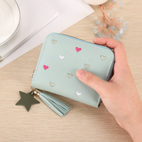 Dompet Mini Wanita Bergaya dengan Rumbai, Tempat Kartu PU, Dompet Koin Cantik, Dompet Genggam Kecil Wanita