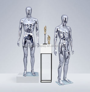 Mannequins Homme Musclés Dorés et Argentés Brillants pour Vitrine de Boutique de Mode – Présentoirs Corporels Complets en Chrome - Product Image 4