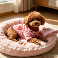 Pull pour chien Sweet Princess, broderie fraise, vêtements tricotés pour animaux de compagnie, chauds pour l'hiver