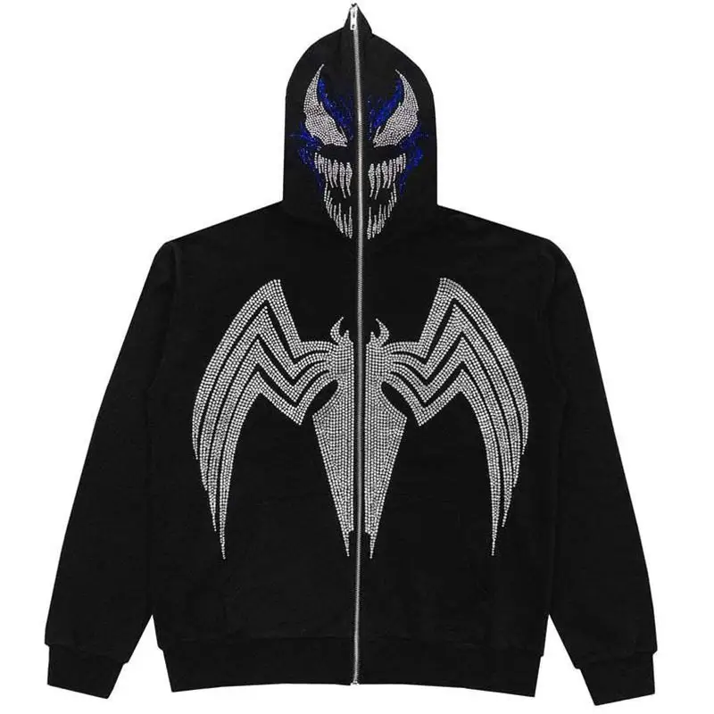 Wholesale Custom Logo Oversized Face Total Full Zip up men Hoodie