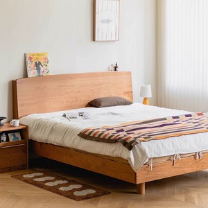 Cama Doble Shire con Plataforma de Madera Sólida, Cabecera de Madera de Cerezo, 1.8m/1.5m, Muebles Duraderos para Recámara Principal - Product Image 2