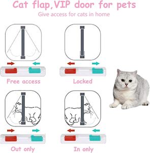 Bavette de porte pour chat verrouillable à 4 voies Taille M/L/XL Porte en plastique résistante aux intempéries pour animaux de compagnie pour chats Doggie Kitty Kittens Nouvel An Intérieur Extérieur - Product Image 4