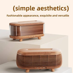 Diffuseur d'huiles essentielles de luxe en forme de capsule volcanique à grain de bois avec grille de respiration chauffante et lampe de nuit - Product Image 3