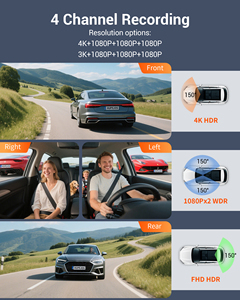 Caméra embarquée STARVIS 2 4 canaux 4K+3*1080P, enregistreur de conduite <span class=keywords><strong>avant</strong></span>, <span class=keywords><strong>arrière</strong></span> et habitacle, GPS intégré, radar, Wifi, vision nocturne - Product Image 2