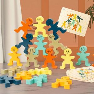 <b>18</b> Pcs Building Blocks Construction <b>Game</b> Montessori Wooden Sorting Stacking Man Sensory Toy for Kid - Product Image 2