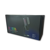 Microfono da Gaming Professionale M8-35 Bianco, Cardioide, RGB, USB, con Cavo, in Metallo, con Scheda Audio, Cancellazione del Rumore, Supporto da Tavolo