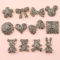 Pinces à cheveux en résine, nœuds papillon, motifs léopard, cœur, ours, lapin, breloques pour coques de téléphone DIY, accessoires de loisirs créatifs