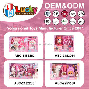 Mainan keberuntungan mewah mainan kelinci Set perawatan ransel mainan rumah sakit dokter tas ruang portabel pompa air bermain peran pembawa hewan peliharaan - Product Image 6