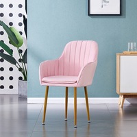 Chaises de salle à manger en velours rose de luxe, fabrication directe d'usine, housse amovible, pieds en métal doré, design moderne pour hôtel, maison, bar, bureau à domicile