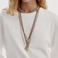 Collier vintage multicouche pour femme, longue chaîne superposée avec pendentif pièce, collier bohème tendance, bijoux en gros