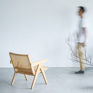 Sillón Reclinable de Madera de Fresno Blanco Chandigarh, Tejido con Mimbre, Estilo Wabi-Sabi, Color Natural, Sofá de Descanso para Sala de Estar, Muebles para el Hogar - Product Image 4