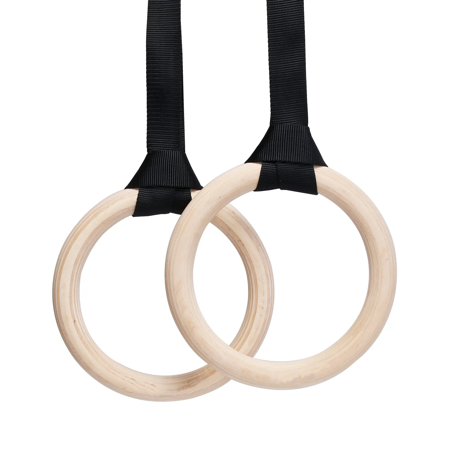 Gym Exercise Adjustable Straps Wooden Gymnastic Rings