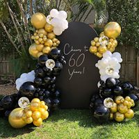 Kit d'arche de guirlande de ballons noir blanc métallique or noir et or pour l'obtention du diplôme bébé douche anniversaire mariage