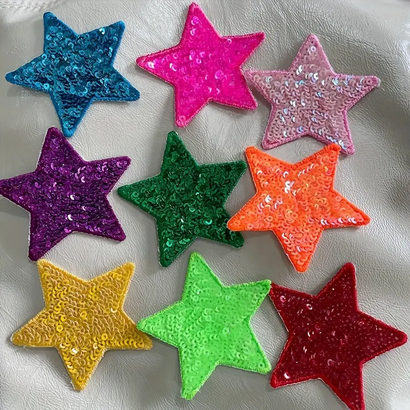 6CM Colorful Star Patch Wholesale Bag Hat Patch DIY Sparkling Iron on Sequins Star Patch for Clothes Kids