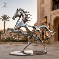 Escultura Moderna de Caballo en Acero Inoxidable, Acabado Espejo, Arte Animal Personalizado para Decoración de Entrada de Hotel o Exteriores