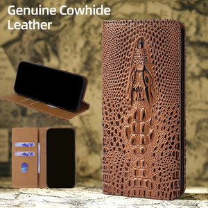 Étui à rabat en cuir véritable de luxe avec tête de crocodile, antichoc et protecteur pour <span class=keywords><strong>Samsung</strong></span> Galaxy S26 Ultra S25 S24 Plus, personnalisé - Product Image 1