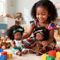 Weiche Vinyl-Babypuppe 25cm Dunkelhäutige Reborn Neugeborenen-Mädchenpuppe Niedliches Afrikanisches Spielzeug Einschlafbegleiter für Mädchen