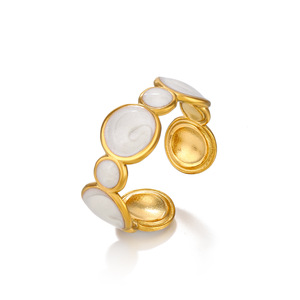 2025 été à la mode Simple conception géométrique goutte à goutte huile argent anneaux pour femmes plaqué or en acier inoxydable bijoux accessoires - Product Image 6