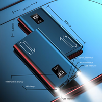 Batterie externe ultra-fine en alliage d'aluminium 10000 mAh avec écran LCD numérique, batterie au lithium polymère portable à charge rapide Micro USB