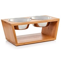 Mangeoire pour animaux de compagnie en bambou écologique de qualité supérieure, fabriquée sur mesure, table à manger pour chiens et chats, station de nourrissage ergonomique surélevée pour animaux de compagnie
