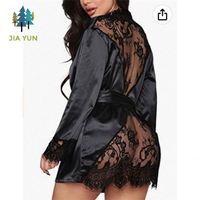 YZ Hochwertige Erwachsenen-Schlafbekleidung, Qualitäts-Satin-Bademantel, Sexy Babydoll im Latex-Design für Damen