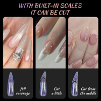 Uñas postizas de plástico de cobertura completa, de longitud media, en formas cuadrada, almendrada, stiletto y ataúd, de doble forma y colores variados.
