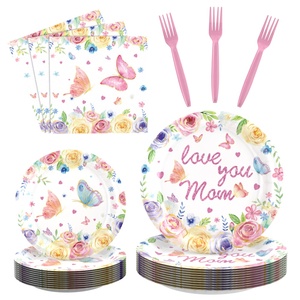 Service clientèle d'assiettes en <span class=keywords><strong>papier</strong></span> personnalisées <span class=keywords><strong>de</strong></span> style moderne pour la fête des mères avec décoration <span class=keywords><strong>de</strong></span> fleurs <span class=keywords><strong>de</strong></span> papillons 16 - Product Image 5