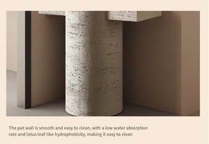 Wabi-sabistyle New Chinese Artificial Stone <strong>Cave</strong> Pedestal <strong>Basin</strong> Artistic One-piece Freestanding Modern Sink Designer-inspired - Product Image 5