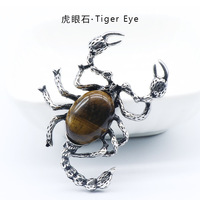 Collier Pendentif Scorpion en Alliage Orné de Pierres Naturelles, Cristal et Agate, Broche Gemme, Bijoux en Pierres Précieuses - Vente en Gros