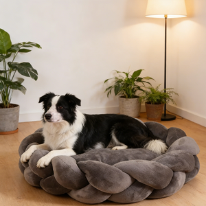 Großhandel Extra Weiches Warmes Rundes Nest-Haustierbett Sofa für Haustiere Komfortabel Waschbar Gewebtes Seil Gestricktes Plüsch PP-Faser-Füllung - Product Image 4