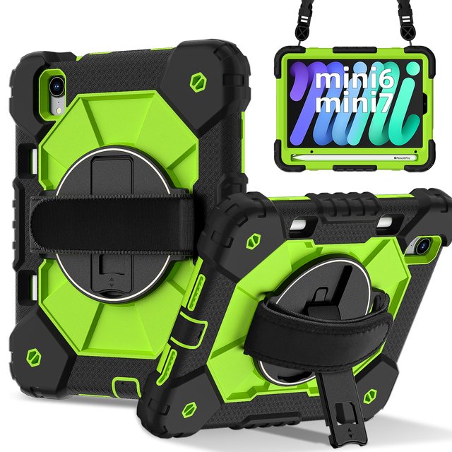 Armor Shockproof Case for iPad Mini 6 7 8.3 2021 2024 with Pen Holder 360 Stand Hand Strap Shoulder Strap Kids OEM ODM