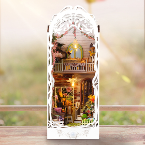 Kit de bricolage pour niche à livres <span class=keywords><strong>Jardin</strong></span> Floral avec lumière LED, kit de niche à livres miniature pour adultes, puzzle 3D en bois pour étagère à livres - Product Image 1