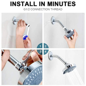 Pommeau de Douche Fixe Haute Pression Effet Pluie 5 Jets Luxe, Même à Faible Débit d'Eau (4 Pouces Chrome) - Ventes Flash - Product Image 5