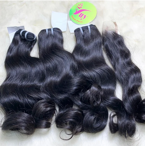 Oferta Especial: Cierre Doble de Cabello Humano Virgen de 14 Pulgadas 2x6, Ondulado Natural, de un Solo Donante, Cierre HD al por Mayor - Product Image 1