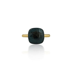 New Top selling 18K Yellow <b>Gold</b> <b>Cocktail</b> <b>Ring</b> with Blue Topaz Cabochon - Product Image 2