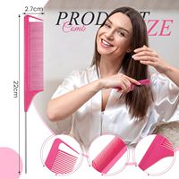 Peignes à queue de rat pour la coiffure, peignes démêlants à dents fines avec queue métallique pour tresser et coiffer les cheveux bouclés
