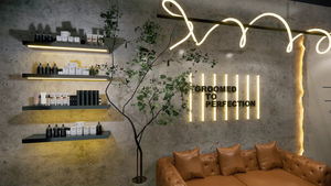 Accessoires de Barbier Haut de Gamme pour Hommes |   Mobilier et décoration intérieure personnalisés pour salon de coiffure LED - Product Image 6