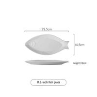 Assiette en céramique blanche en forme de poisson, plat de service en relief pour fruits de mer, steak, décoration de table pour la maison et la cuisine