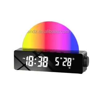 Multifunction Rgb Color Changing FM Radio With Temperature Display Double Alarm Clock Wake Up Sunrise Clock digital led clock