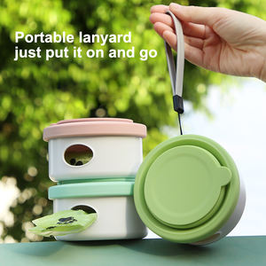 Extérieur 3 en 1 Silicone Pet Bowl Merde Sac Distributeur Accessoires Boire Manger Mangeoire Tasse Chien Bouteille D'eau Avec Conteneur De Nourriture - Product Image 5