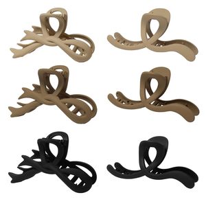 Pinzas de Pelo Grandes con Diseño de Lazo en Spray Mate, Estilo Maillard, Pinzas de Pelo de Plástico con Forma de Mariposa para Mujer - Product Image 1