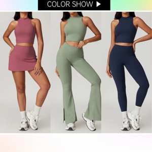 Sunquest assorbimento degli urti ad alto supporto ad asciugatura rapida canottiera sportiva da donna nuda stretta per Yoga abbigliamento da corsa per <span class=keywords><strong>Fitness</strong></span> Top - Product Image 5